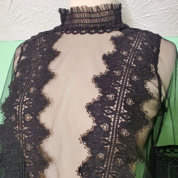 Allison New York Illusion Black Sheer Blouse - Picture 4 of 8